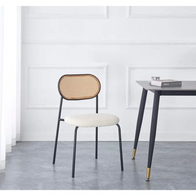 Nordlys Set 2 White Rattan Steel Dining Chairs - Dining Chair Nordlys Set 2 White Rattan Steel Dining Chairs - Dining Chair