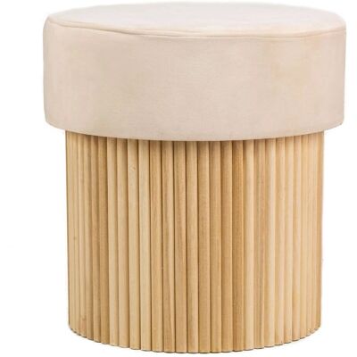 Pouf Beige Nordlys - Siège en Velours Vintage 43x45x43cm - Publicité Pouf Beige Nordlys - Siège en Velours Vintage 43x45x43cm - Publicité