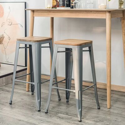 Nordlys Modell NASH - Industrieller Barhocker mit Naturholz - Barhocker Nordlys Modell NASH - Industrieller Barhocker mit Naturholz - Barhocker