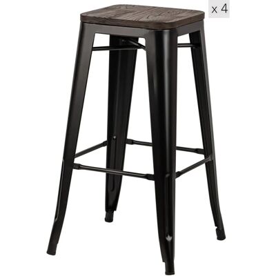 Nordlys Conjunto 4 Taburetes Altos de Acero y Madera - Taburete de Bar Nordlys Conjunto 4 Taburetes Altos de Acero y Madera - Taburete de Bar