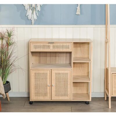 Nordlys Wooden Rattan Service Cart - 78x79x78cm Nordlys Wooden Rattan Service Cart - 78x79x78cm