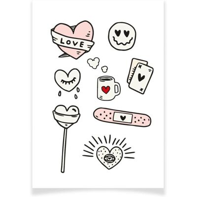 Mondial Tissus - Street Art Hearts - A6 - Textile transfer - Planche de tatouages textiles - Publicité Mondial Tissus - Street Art Hearts - A6 - Textile transfer - Planche de tatouages textiles - Publicité