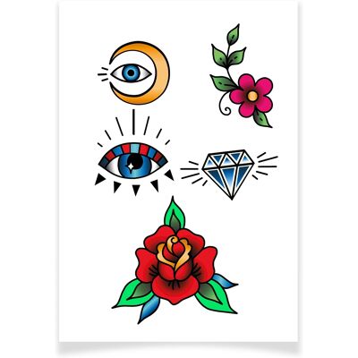 Mondial Tissus - Textile Tattoo Planche - A6 - Fabriqué en France - transfert textile Mondial Tissus - Textile Tattoo Planche - A6 - Fabriqué en France - transfert textile