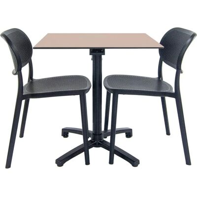 Restootab - Faltbarer Tisch-Set für Terrasse - Beige & Schwarz Restootab - Faltbarer Tisch-Set für Terrasse - Beige & Schwarz