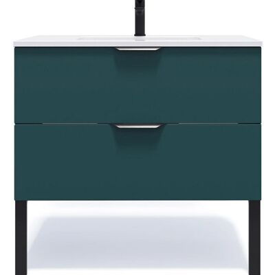 Homifab - Soho - Bleu 90cm 2 tiroirs Meuble lavabo salle de bains - Publicité Homifab - Soho - Bleu 90cm 2 tiroirs Meuble lavabo salle de bains - Publicité