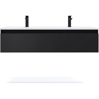 Homifab Hudson Meuble salle de bain suspendu double vasque - Noir - 120cm - Publicité Homifab Hudson Meuble salle de bain suspendu double vasque - Noir - 120cm - Publicité