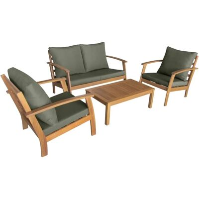 Sweeek - Ensemble de Mobilier de Jardin en Bois d'Acacia - 4 Places - Design Moderne - Publicité Sweeek - Ensemble de Mobilier de Jardin en Bois d'Acacia - 4 Places - Design Moderne - Publicité