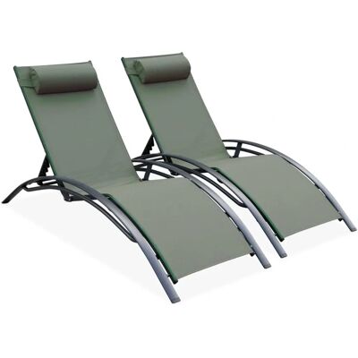 Sweeek Gray Aluminum & Textilene Sun Lounger - Set of 2 Sweeek Gray Aluminum & Textilene Sun Lounger - Set of 2