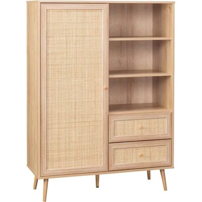Sweeek Aparador Natural con Caña y Madera - 101.5x39x139cm Sweeek Aparador Natural con Caña y Madera - 101.5x39x139cm