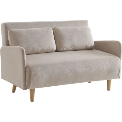 Sweeek Canapé Convertible en Velours Beige - Idéal Petits Espaces - Publicité Sweeek Canapé Convertible en Velours Beige - Idéal Petits Espaces - Publicité