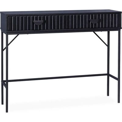 Sweeek Black Striated Wood Effect Console Table - Console Table Sweeek Black Striated Wood Effect Console Table - Console Table