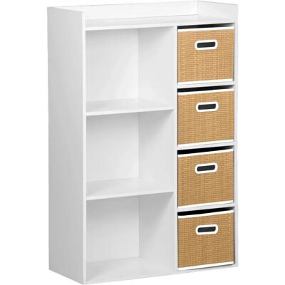 Meuble de rangement pour enfants Sweeek - 7 compartiments, 4 paniers - Publicité Meuble de rangement pour enfants Sweeek - 7 compartiments, 4 paniers - Publicité