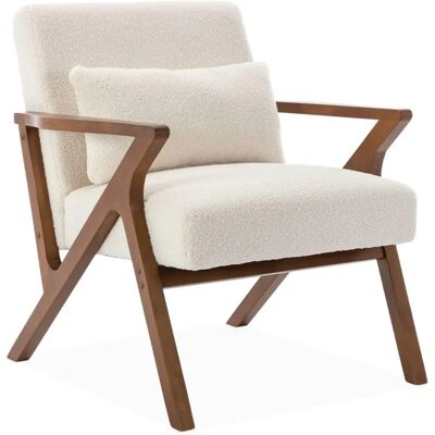 Sweeek Antoine Sillón - Estilo escandinavo, Bouclé, Madera de hevea Sweeek Antoine Sillón - Estilo escandinavo, Bouclé, Madera de hevea