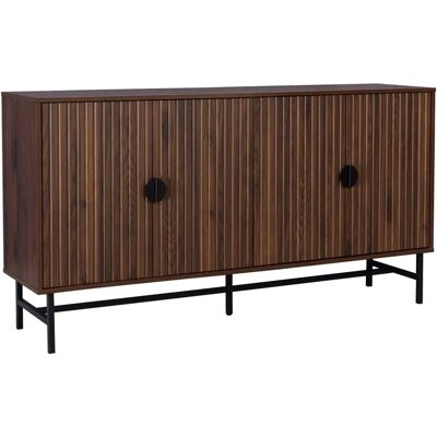 Sweeek Dark Wood Effect Buffet - Four Doors, Two Shelves - Storage Furniture Sweeek Dark Wood Effect Buffet - Four Doors, Two Shelves - Storage Furniture