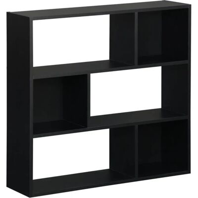 Bibliothèque Noire Pieter de Sweeek - 3 Étagères, 6 Compartiments - Rangement Contemporain Minimaliste - Publicité Bibliothèque Noire Pieter de Sweeek - 3 Étagères, 6 Compartiments - Rangement Contemporain Minimaliste - Publicité