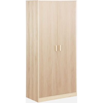 Sweeek Armario Lineal - Natural - 2 Puertas, 80x48x180cm Sweeek Armario Lineal - Natural - 2 Puertas, 80x48x180cm