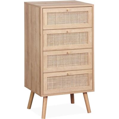 Sweeek Naturel Chiffonnier 4 Tiroirs - Commode - Publicité Sweeek Naturel Chiffonnier 4 Tiroirs - Commode - Publicité
