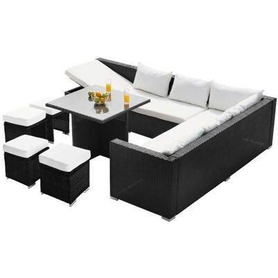 Concept-usine Conjunto de jardín de resina negra 10 plazas - Muebles de exterior Concept-usine Conjunto de jardín de resina negra 10 plazas - Muebles de exterior