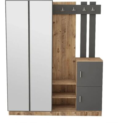 Concept-usine Anka Mobilier d'entrée - Bois naturel, Gris, 181cm - Publicité Concept-usine Anka Mobilier d'entrée - Bois naturel, Gris, 181cm - Publicité