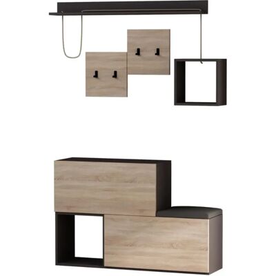Concept Usine Mueble recibidor de madera y gris - Mueble Concept Usine Mueble recibidor de madera y gris - Mueble