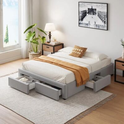 CONCEPT U Sacramento 140x190 - Cama gris con 4 cajones CONCEPT U Sacramento 140x190 - Cama gris con 4 cajones