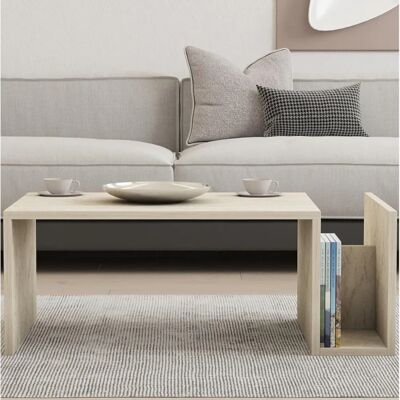 Mesa de centro de madera con efecto piedra y porta revistas Concept U Mesa de centro de madera con efecto piedra y porta revistas Concept U