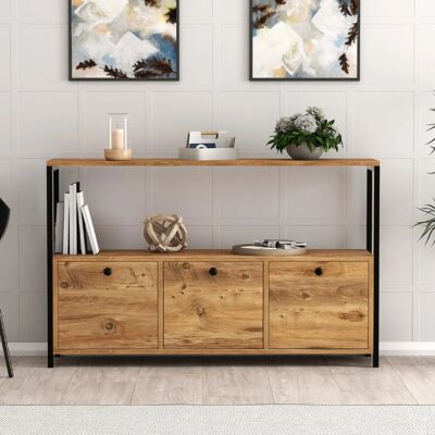 Concept-Usine DRAGOR Armoire Industrielle en Bois et Noir à 3 Portes - Publicité Concept-Usine DRAGOR Armoire Industrielle en Bois et Noir à 3 Portes - Publicité