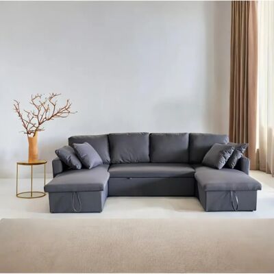 Concept-usine - Sofá convertible de 4 plazas con almacenamiento - Gris oscuro Concept-usine - Sofá convertible de 4 plazas con almacenamiento - Gris oscuro