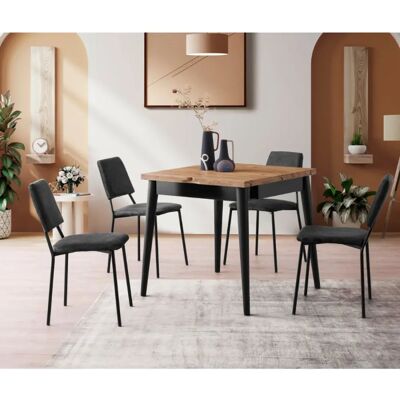 Mesa de comedor extensible Concept U Pallini - Estilo industrial - Madera y negro Mesa de comedor extensible Concept U Pallini - Estilo industrial - Madera y negro