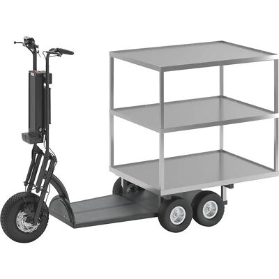 Plataforma de transporte elétrica XXL PRO Kaiserkraft - 5 rodas, preta Plataforma de transporte elétrica XXL PRO Kaiserkraft - 5 rodas, preta