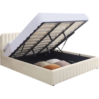 Homifab Ava - beige - 180x200 cm - Lit coffre - Publicité Homifab Ava - beige - 180x200 cm - Lit coffre - Publicité