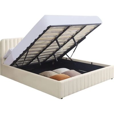 Homifab Ava - beige - 180x200 cm - Lit coffre - Publicité Homifab Ava - beige - 180x200 cm - Lit coffre - Publicité