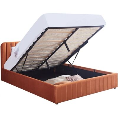 Ava - Lit coffre 160x200 - Terracotta Velours - Lit - Publicité Ava - Lit coffre 160x200 - Terracotta Velours - Lit - Publicité