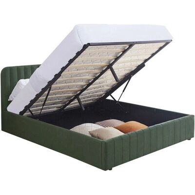Lit de rangement en velours Homifab Ava - 160x200 cm, Vert kaki, Tête de lit - Publicité Lit de rangement en velours Homifab Ava - 160x200 cm, Vert kaki, Tête de lit - Publicité