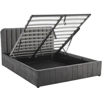 Homifab - Ava - 140x190 - Velours gris - Lit coffre - Publicité Homifab - Ava - 140x190 - Velours gris - Lit coffre - Publicité