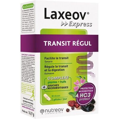 Nutreov Laxeov Express Transit Régul 30 Capsules - Complément alimentaire - Publicité Nutreov Laxeov Express Transit Régul 30 Capsules - Complément alimentaire - Publicité