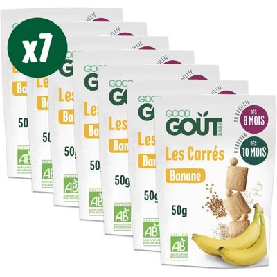 Good Gout Carrés Banane - Snacks bio pour bébé - 50g - Publicité Good Gout Carrés Banane - Snacks bio pour bébé - 50g - Publicité