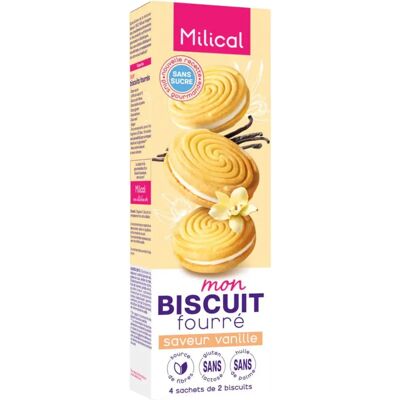 Biscuits Fourrés à la Vanille Milical - Snack Faible en Sucre - Publicité Biscuits Fourrés à la Vanille Milical - Snack Faible en Sucre - Publicité