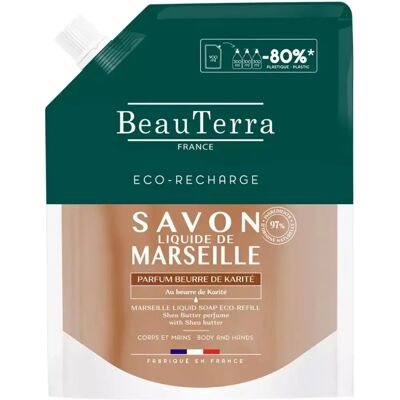 BeauTerra Savon Liquide de France Beurre de Karité Recharge Écologique - Publicité BeauTerra Savon Liquide de France Beurre de Karité Recharge Écologique - Publicité