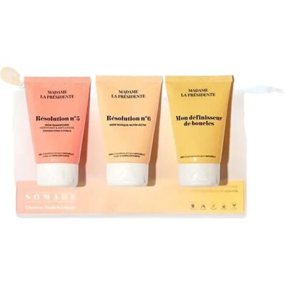 Ensemble de soins capillaires de voyage Madame la Présidente - Bouclés & Crépus - 3 pcs - Publicité Ensemble de soins capillaires de voyage Madame la Présidente - Bouclés & Crépus - 3 pcs - Publicité