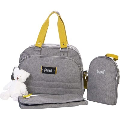 Sac à langer Urban Yellowstone Gris et Moutarde Baby On Board - Publicité Sac à langer Urban Yellowstone Gris et Moutarde Baby On Board - Publicité