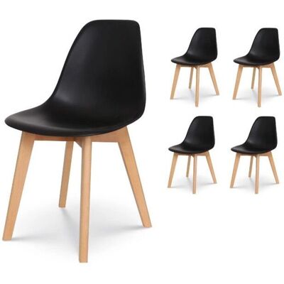 Sillas de comedor negras Kosmi Gabby de resina y madera - Set de 4 Sillas de comedor negras Kosmi Gabby de resina y madera - Set de 4