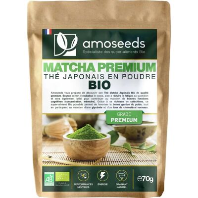 Amoseeds Matcha Japonais Bio - Poudre 70g - Thé - Publicité Amoseeds Matcha Japonais Bio - Poudre 70g - Thé - Publicité