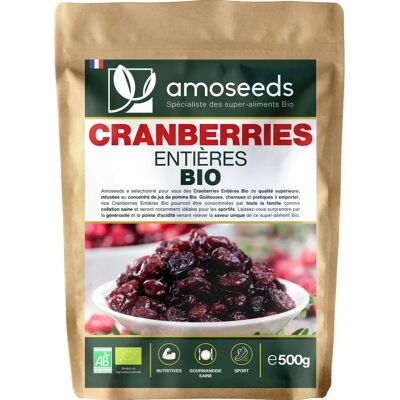 Amoseeds - Cranberries BIO - BIO - 500g - Dried fruit - Publicité Amoseeds - Cranberries BIO - BIO - 500g - Dried fruit - Publicité