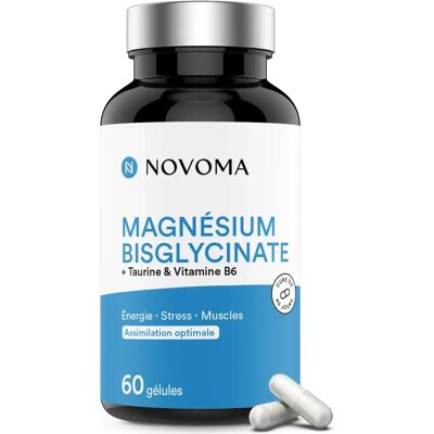 Novoma Magnésium Bisglycinate - Énergie, Stress & Muscles - 60 Gélules - Publicité Novoma Magnésium Bisglycinate - Énergie, Stress & Muscles - 60 Gélules - Publicité