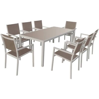 Happy Garden Ensemble de Mobilier d'Extérieur - Taupe - 8 Places - Publicité Happy Garden Ensemble de Mobilier d'Extérieur - Taupe - 8 Places - Publicité