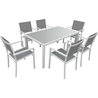 Ensemble de Mobilier Extérieur Bergamo - 6 Places - Aluminium - Résistant U.V. Publicité Ensemble de Mobilier Extérieur Bergamo - 6 Places - Aluminium - Résistant U.V. Publicité