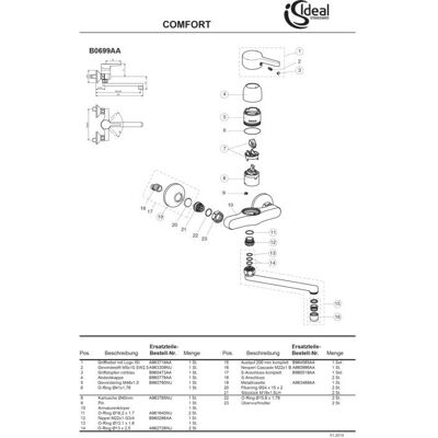 Ideal Standard G3/4, 200mm Chrom Rohrauslauf - Wasserhahn Ideal Standard G3/4, 200mm Chrom Rohrauslauf - Wasserhahn
