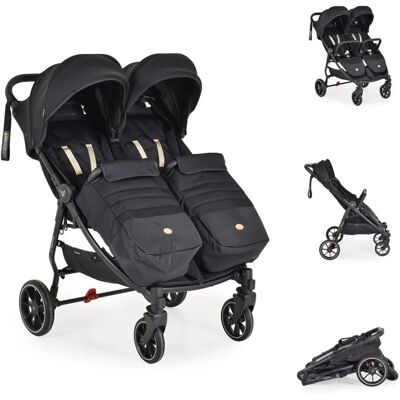 Cangaroo Zwillingskinderwagen 2Gether - Faltbar, Aluminiumrahmen, Schwarz Cangaroo Zwillingskinderwagen 2Gether - Faltbar, Aluminiumrahmen, Schwarz
