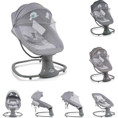 Moni Baby Wippe Axel 3 in 1 - Babywippe, Wiege, Schaukel, Grau Moni Baby Wippe Axel 3 in 1 - Babywippe, Wiege, Schaukel, Grau